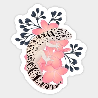 Leopard Gecko, Mack Super Snow, and Frangipani Flowers Sticker